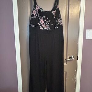 Torrid Black Jumpsuit with Floral Accents